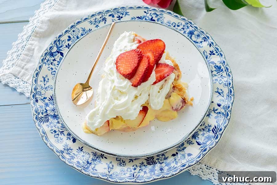 slice. of strawberry cream pie dessert on a plate, gluten free