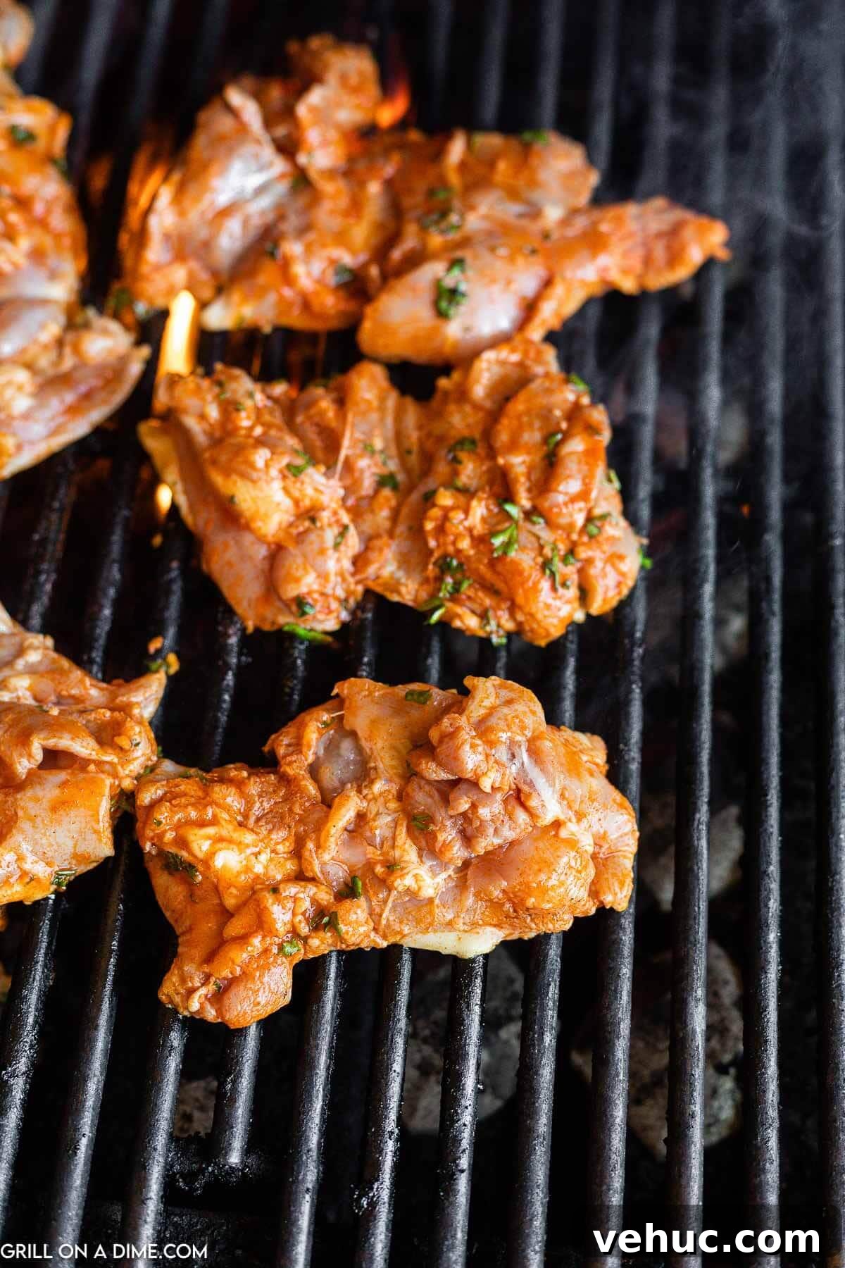 Grilled chicken on grate