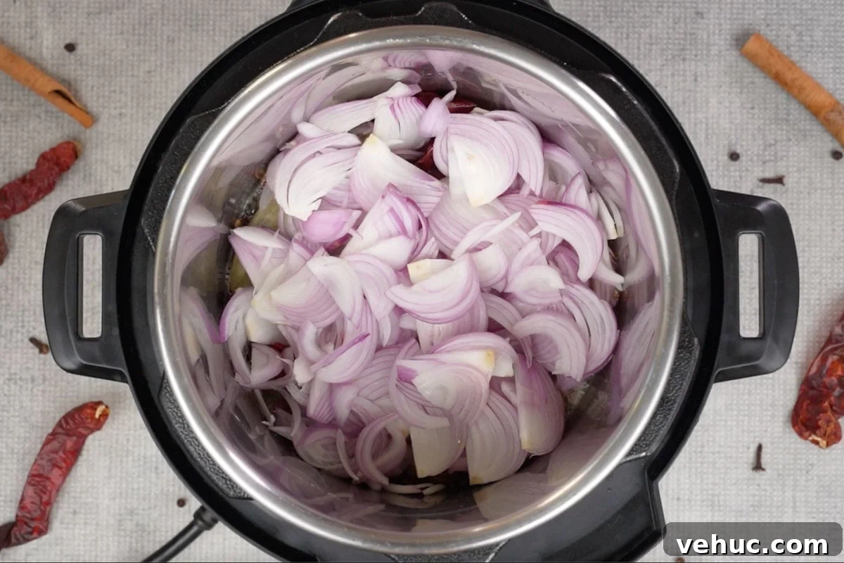 Mughlai Chicken Stew Recipe: Aromatic Creamy Indian-Style Stew 5 Onions added to the pot.
