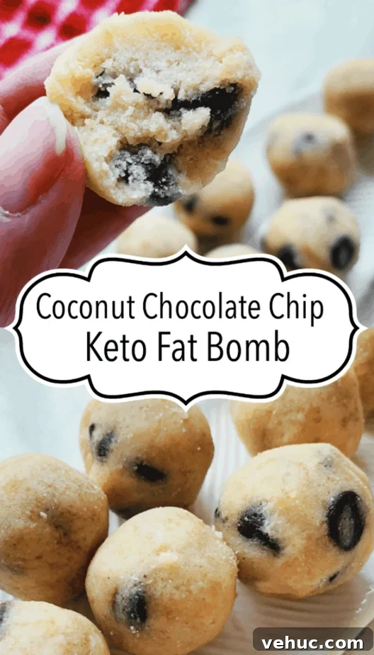 coconut chocolate chip fat bomb pin