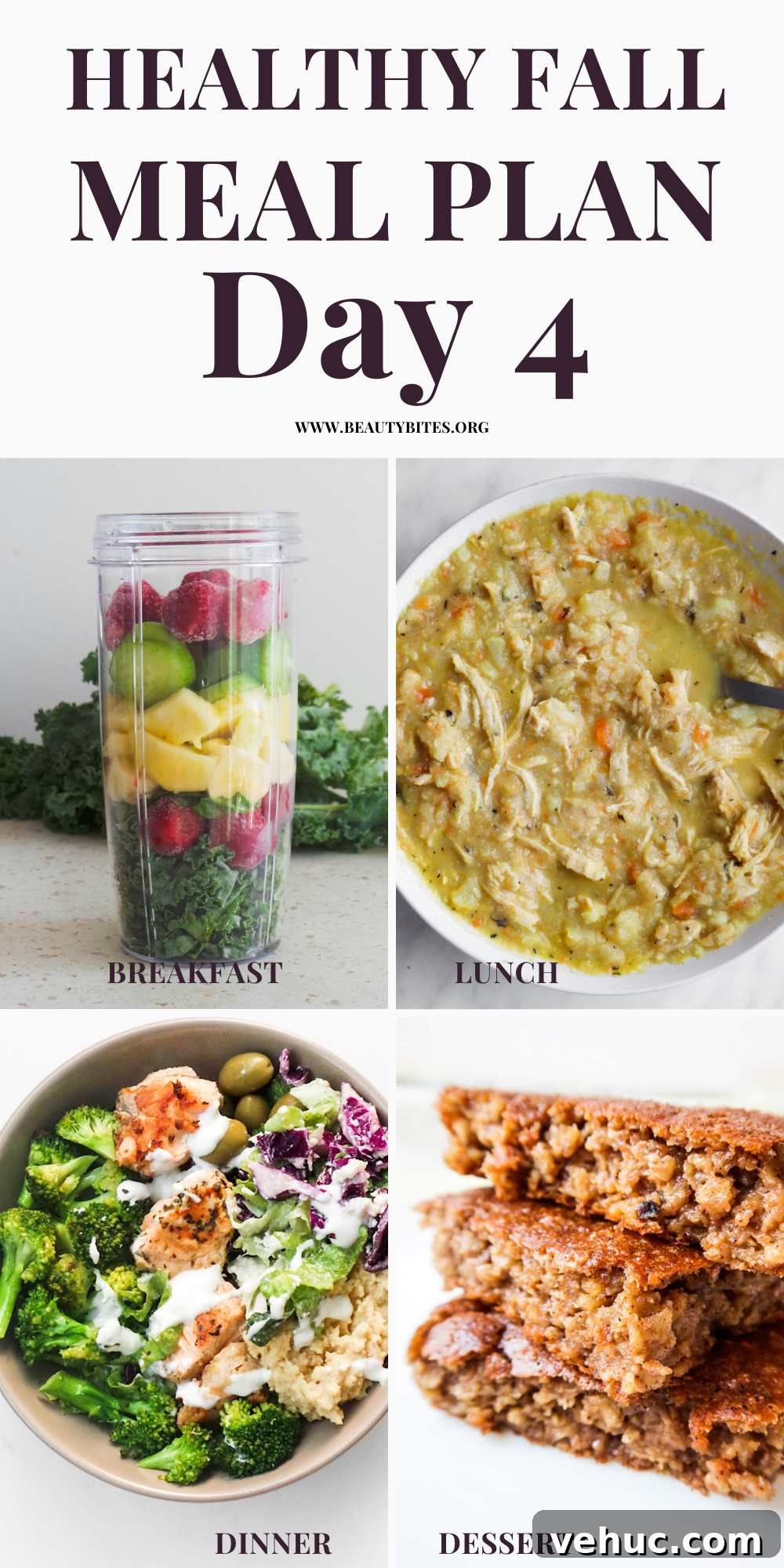7-Day Autumn Clean-Eating Meal Plan with Seasonal Recipes 7 Try this 7-day clean eating fall meal plan for a week! On the weekly menu we've healthy fall recipes for breakfast, lunch, dinner and even dessert including tasty soups, healthy bowls and sandwiches! Day 4