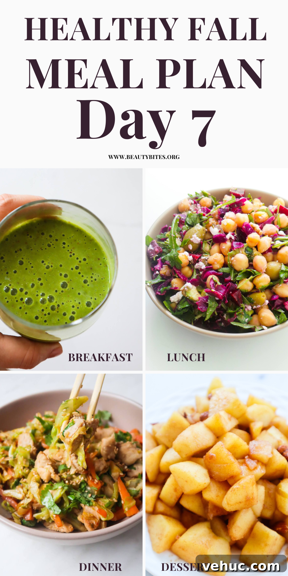 7-Day Autumn Clean-Eating Meal Plan with Seasonal Recipes 10 Try this 7-day clean eating fall meal plan for a week! On the weekly menu we've healthy fall recipes for breakfast, lunch, dinner and even dessert including tasty soups, healthy bowls and sandwiches! Day 7