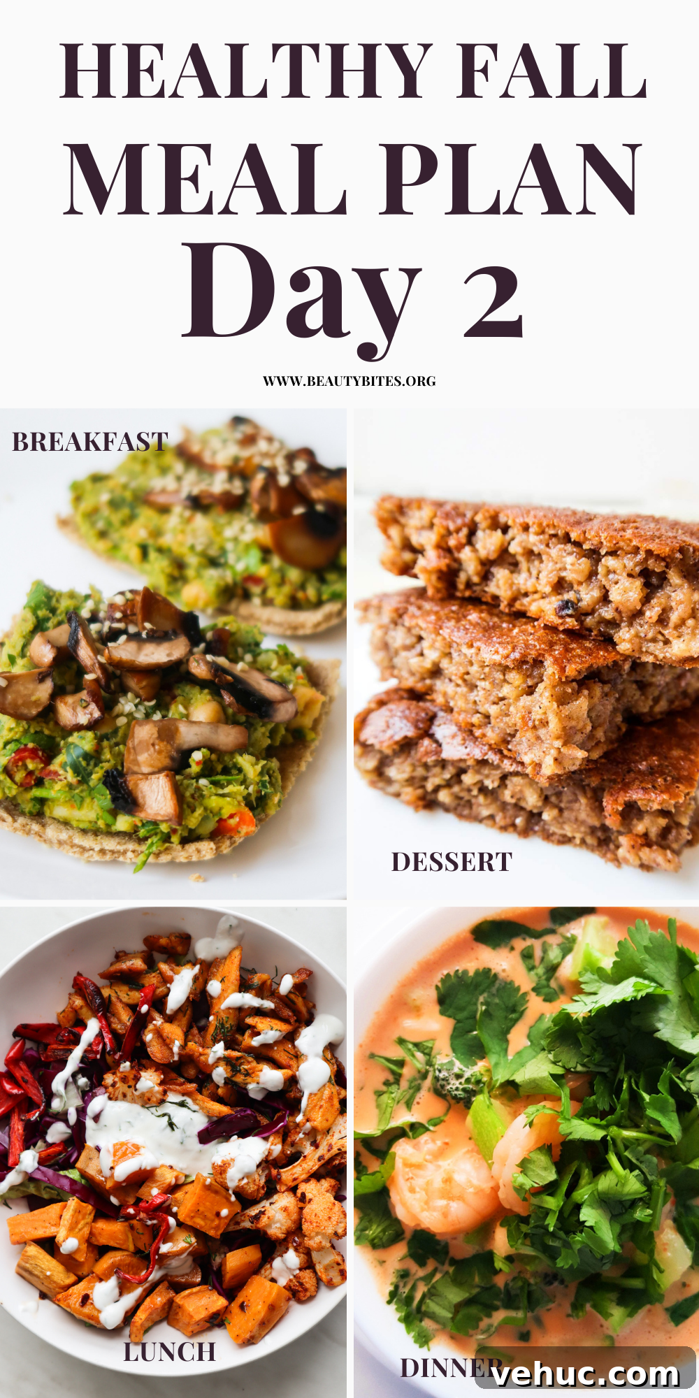 7-Day Autumn Clean-Eating Meal Plan with Seasonal Recipes 5 Try this 7-day clean eating fall meal plan for a week! On the weekly menu we've healthy fall recipes for breakfast, lunch, dinner and even dessert including tasty soups, healthy bowls and sandwiches! Day 2