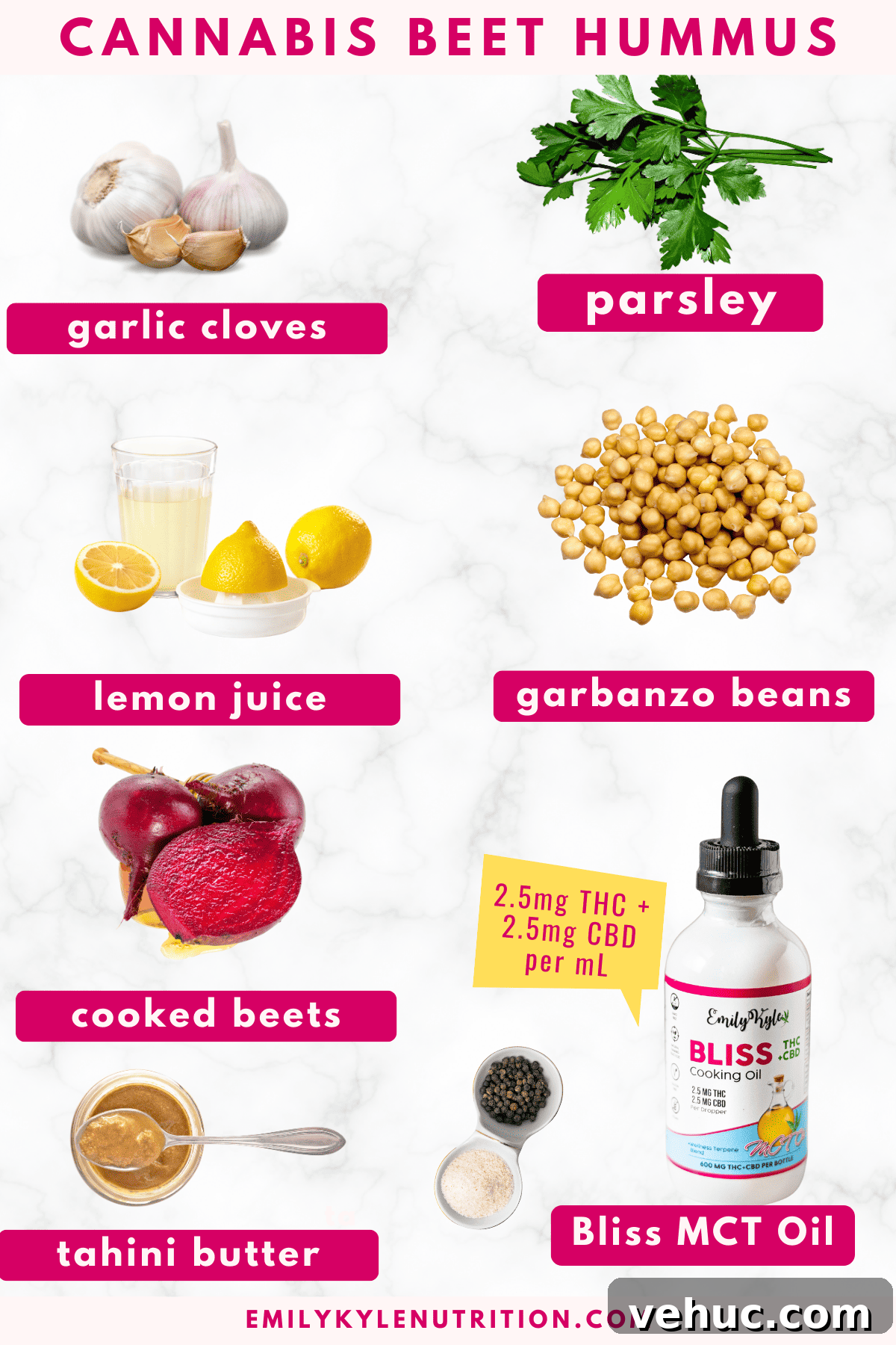 Beet Hummus Infused with Cannabis: A Flavorful Guide 4 All of the ingredients needed to make a cannabis-infused beet hummus.