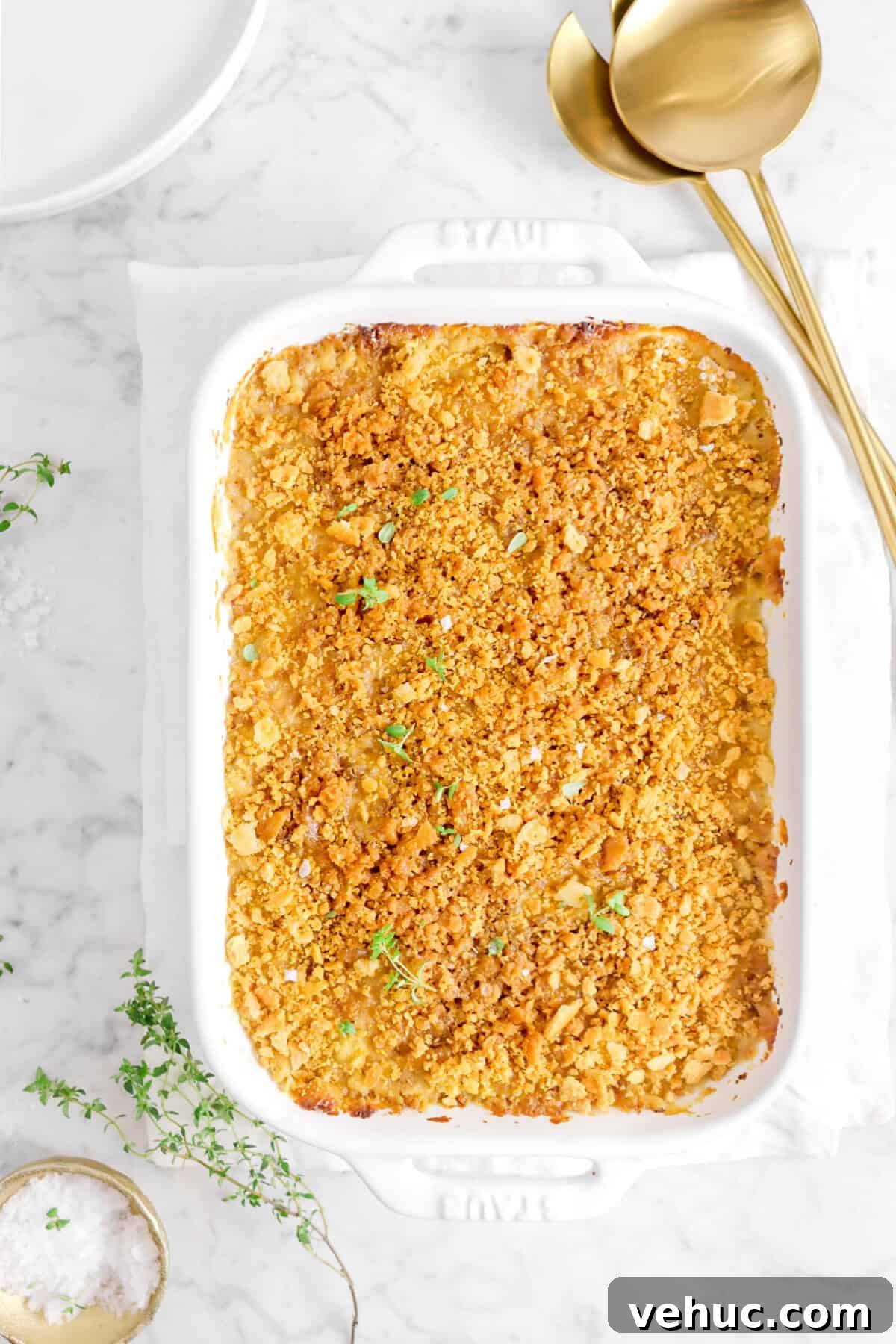 Top 21 Most-Loved Recipes of 2021: Trending Dishes You’ll Want to Try 14 shoepeg corn and green bean casserole with two gold spoons and thyme