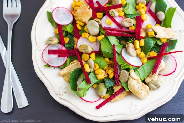 Chicken Salad with Lima Beans, Roasted Beets & Baby Spinach 3 Chicken Salad with Lima Beans, Beets & Spinach - Easy recipe ♡ | happyfoodstube.com