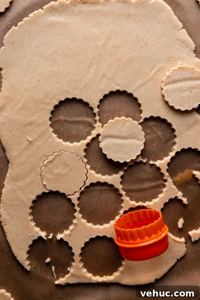 rolled cookie dough cut into rounds.