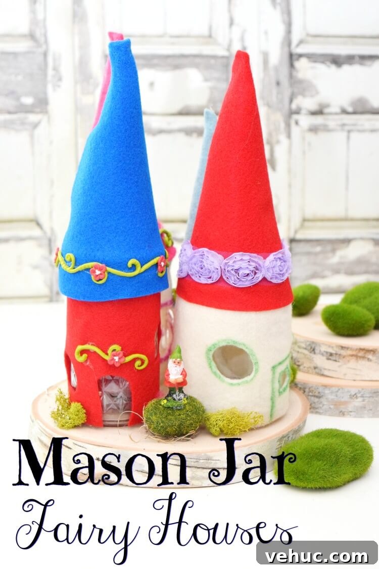 DIY Mason Jar Fairy Houses: Step-by-Step Guide for Charming Miniatures 2 Mason Jar Fairy Houses on a wood slab