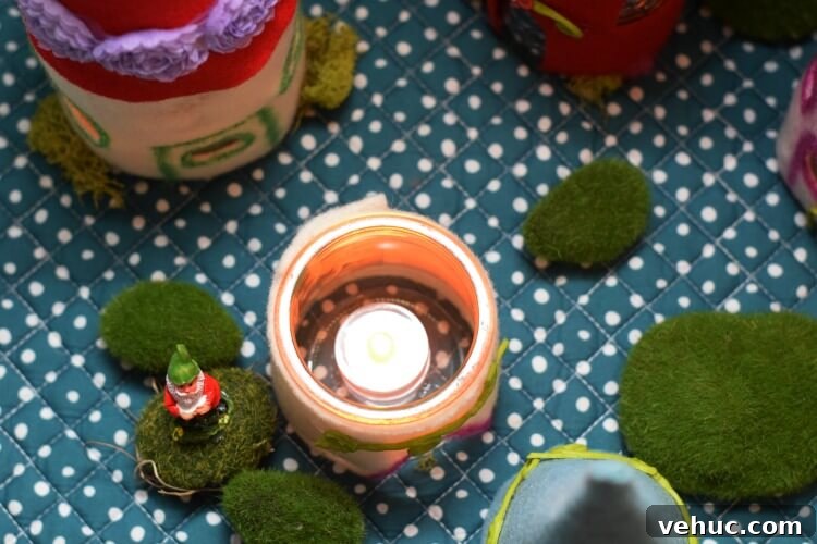 DIY Mason Jar Fairy Houses: Step-by-Step Guide for Charming Miniatures 6 Adding the light to the mason jar.
