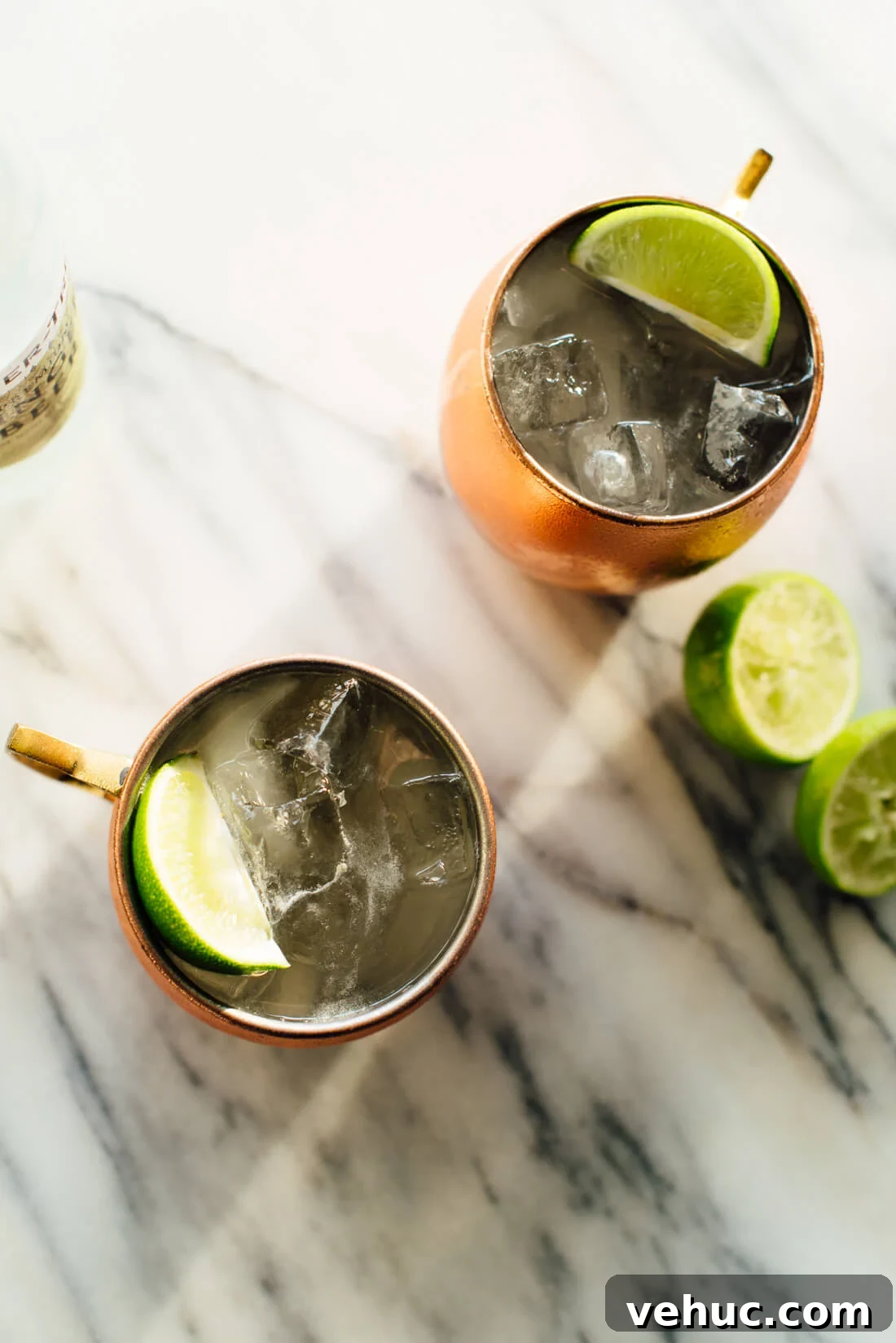 Classic Moscow Mule Cocktail Recipe: Ginger-Lime Vodka Drink 6 moscow mule cocktail overhead photo