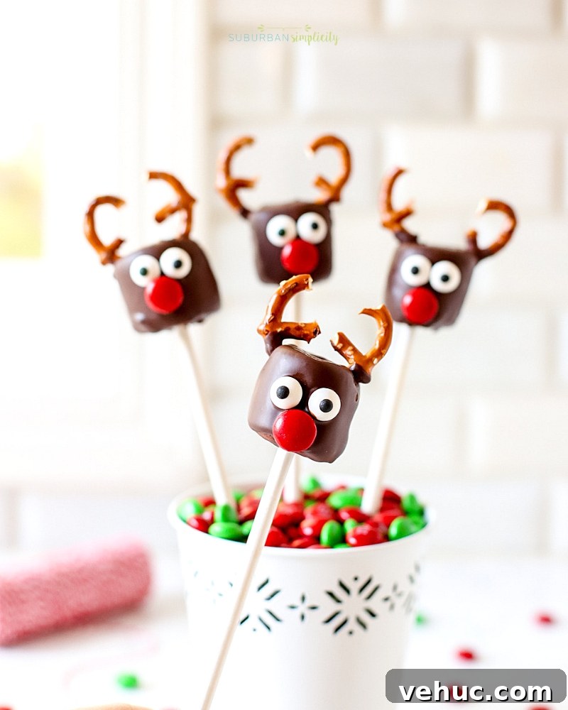 27 Festive Christmas Finger Food Appetizers for Holiday Parties 20 These Chocolate Covered Marshmallow Reindeer are the cutest Christmas treat! Easy to make and a merry addition to any party or playdate!