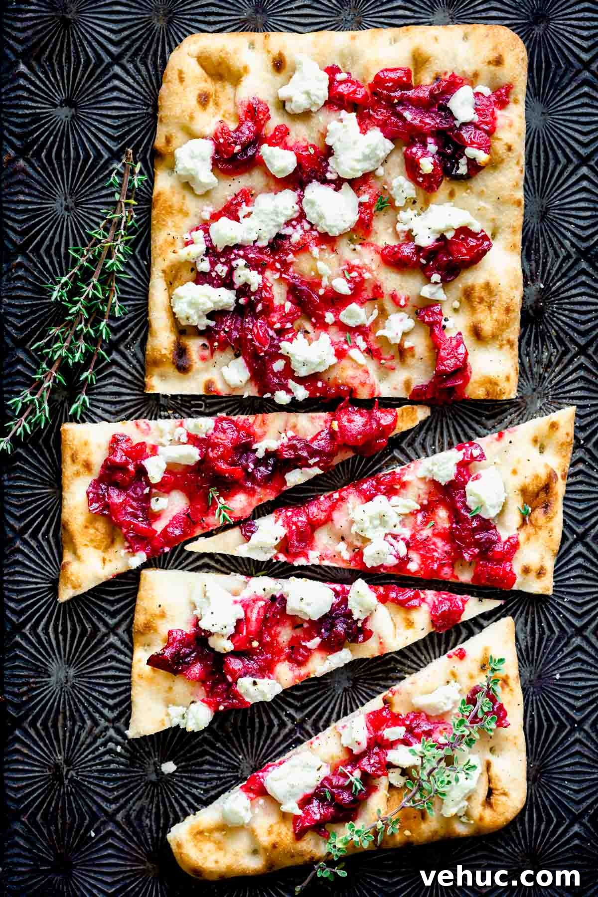 71 Festive Christmas Party Appetizers Your Guests Will Love 20 cranberry and goat cheese flatbreads