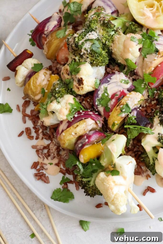 Colorful Grilled Veggie Kabobs with Creamy Sriracha Dipping Sauce 14 Final kabob photo
