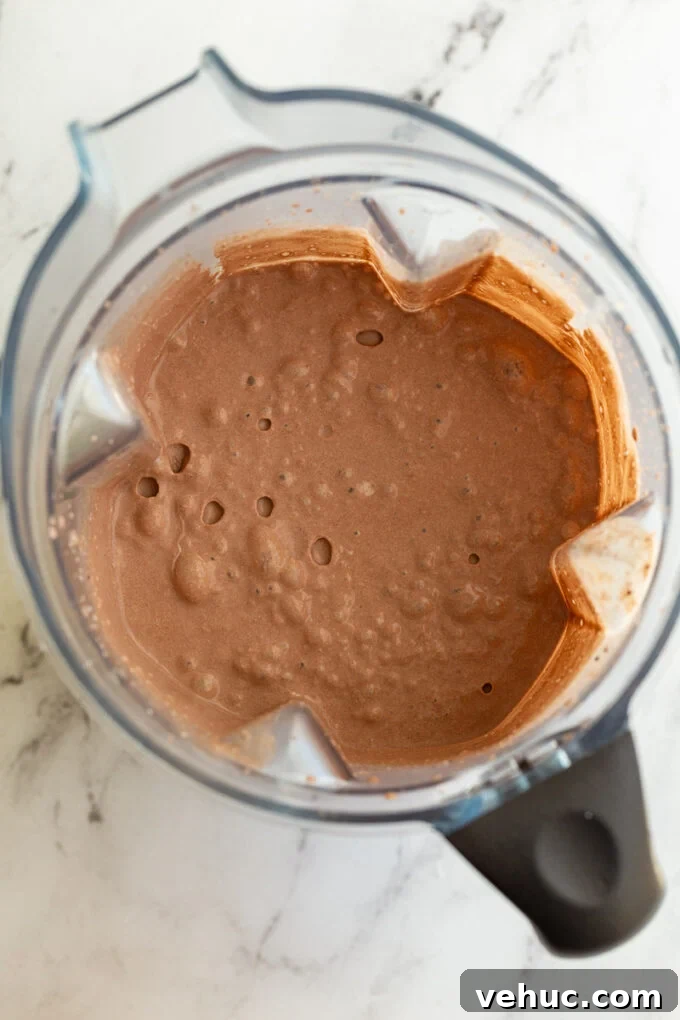 Ninja Creami Chocolate Ice Cream Recipe: Creamy Homemade Scoop 4 chocolate ice cream in a blender before it's been frozen