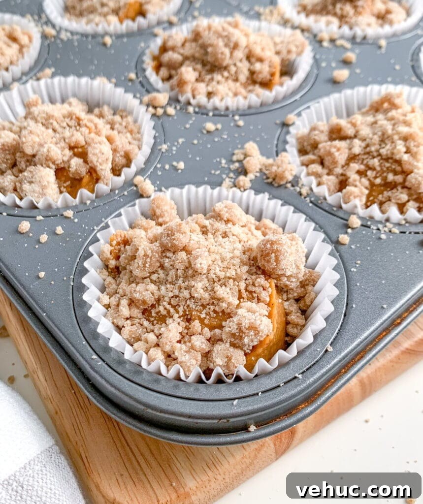 Pumpkin Muffins with Cinnamon Streusel Topping 4 Moist pumpkin muffins topped with a crunchy streusel crumb
