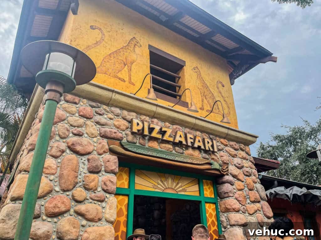 Top and Troubled Eats at Disney's Animal Kingdom: Restaurants Ranked 11 Pizzafari entrance at Animal Kingdom.