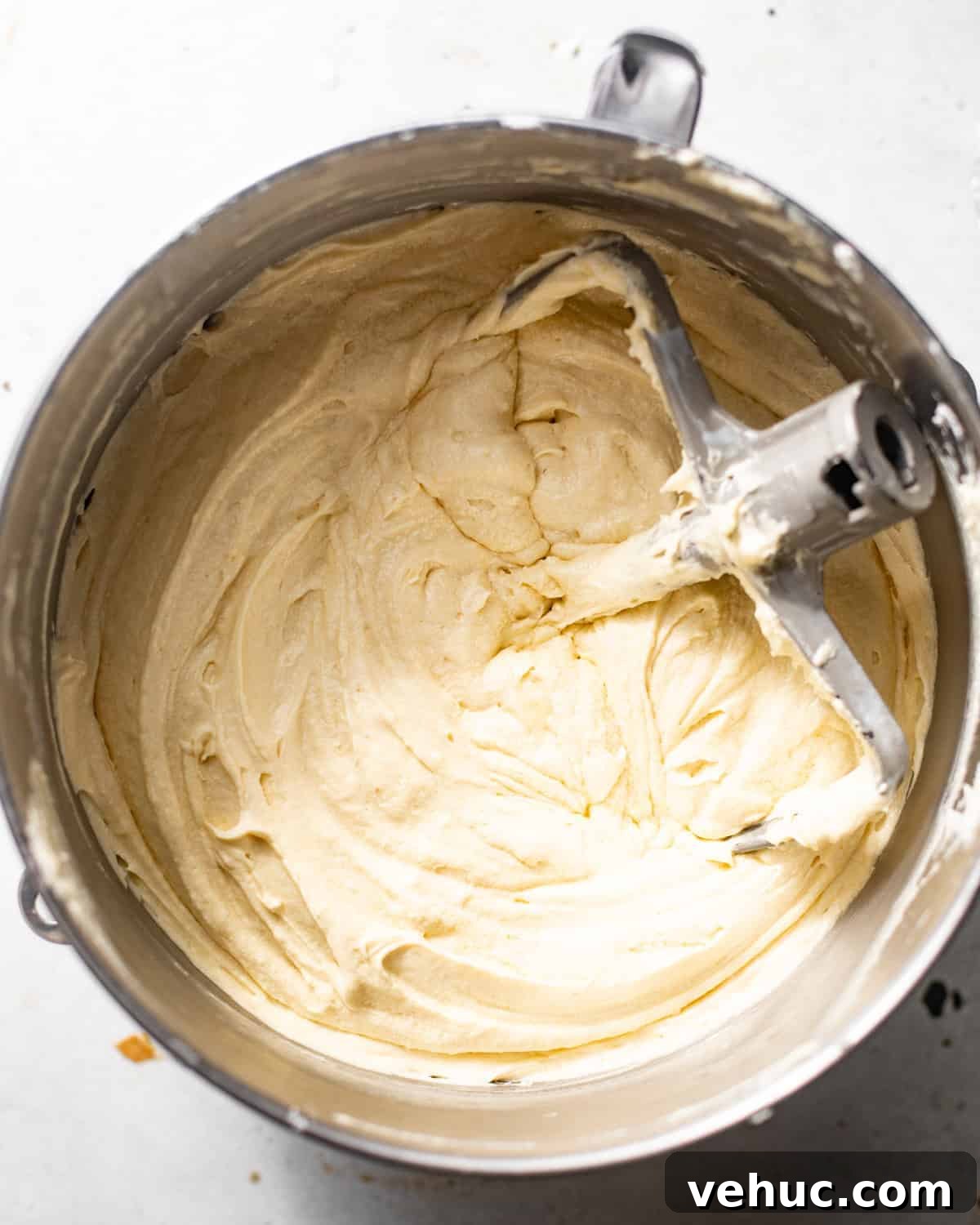 Decadent Oreo Pound Cake Recipe: Moist Cookies and Cream Loaf 5 oreo pound cake batter in a mixer bowl.
