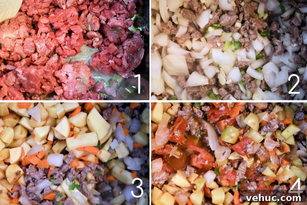 Instant Pot Mexican Picadillo Recipe (Gluten-Free) 9 Mexican picadillo process shots in four easy steps