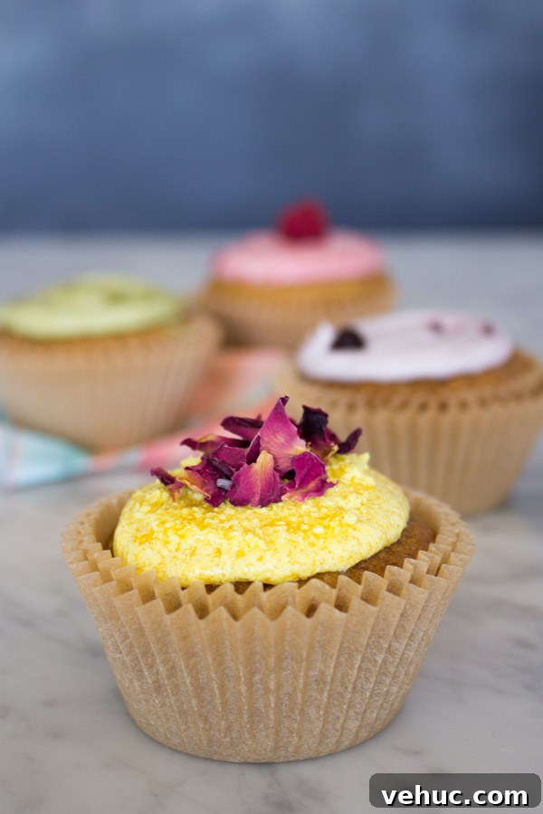 Vegan Vanilla Cupcakes with Homemade Icing and DIY Food Coloring 4 Colorful Vegan Cupcakes | www.sweetpotatosoul.com