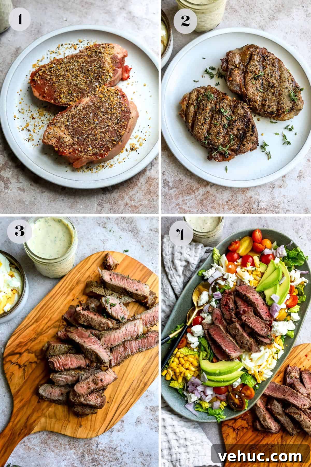 Grilled Steak Salad with Balsamic Vinaigrette Recipe 4 Steps to make chopped salad with ingredients and steak.