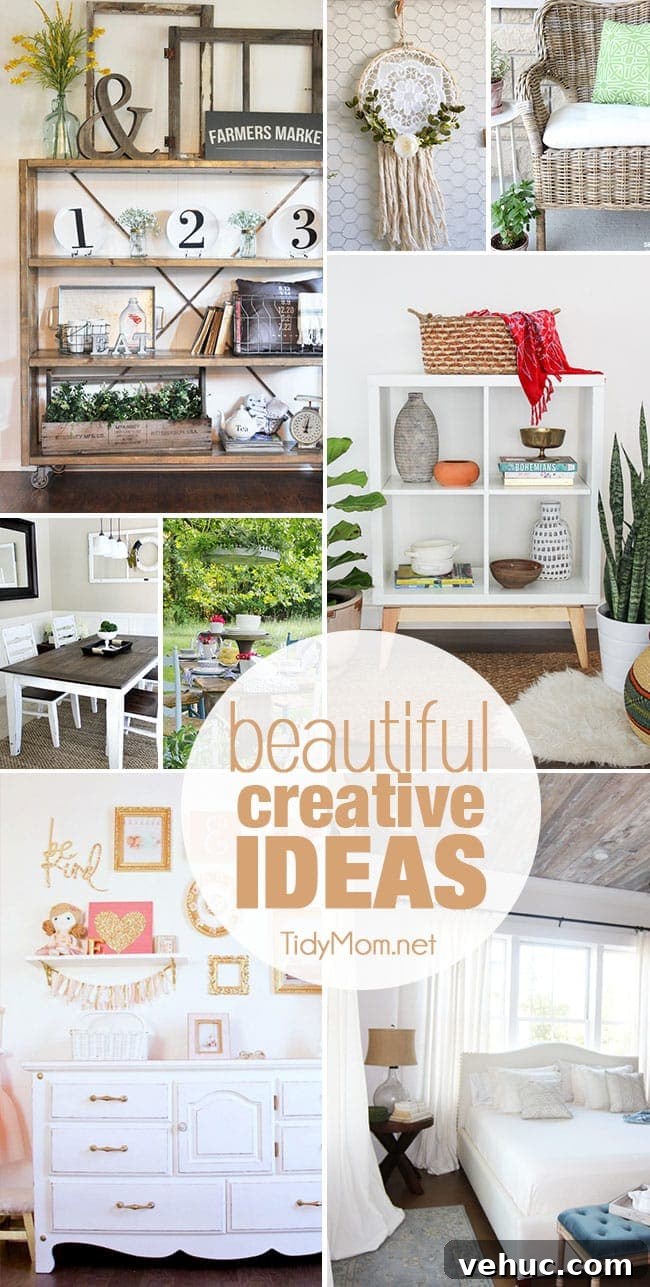 Beautiful Creative Ideas for the home. You’ll be inspired to create something beautiful for your home with these ideas, from a farmhouse table makeover to a farmhouse dreamcatcher and more!