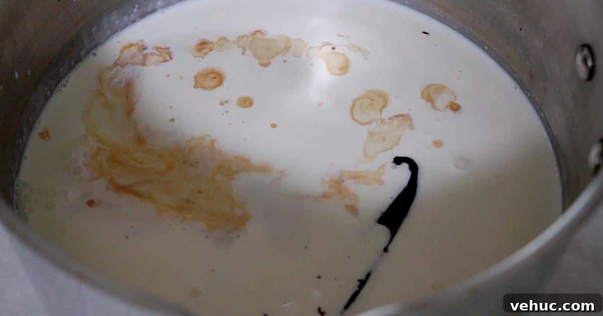 Authentic Tres Leches Cake Recipe: Moist Latin-Style Dessert 9 milk, cream, sugar, and vanilla in a pot