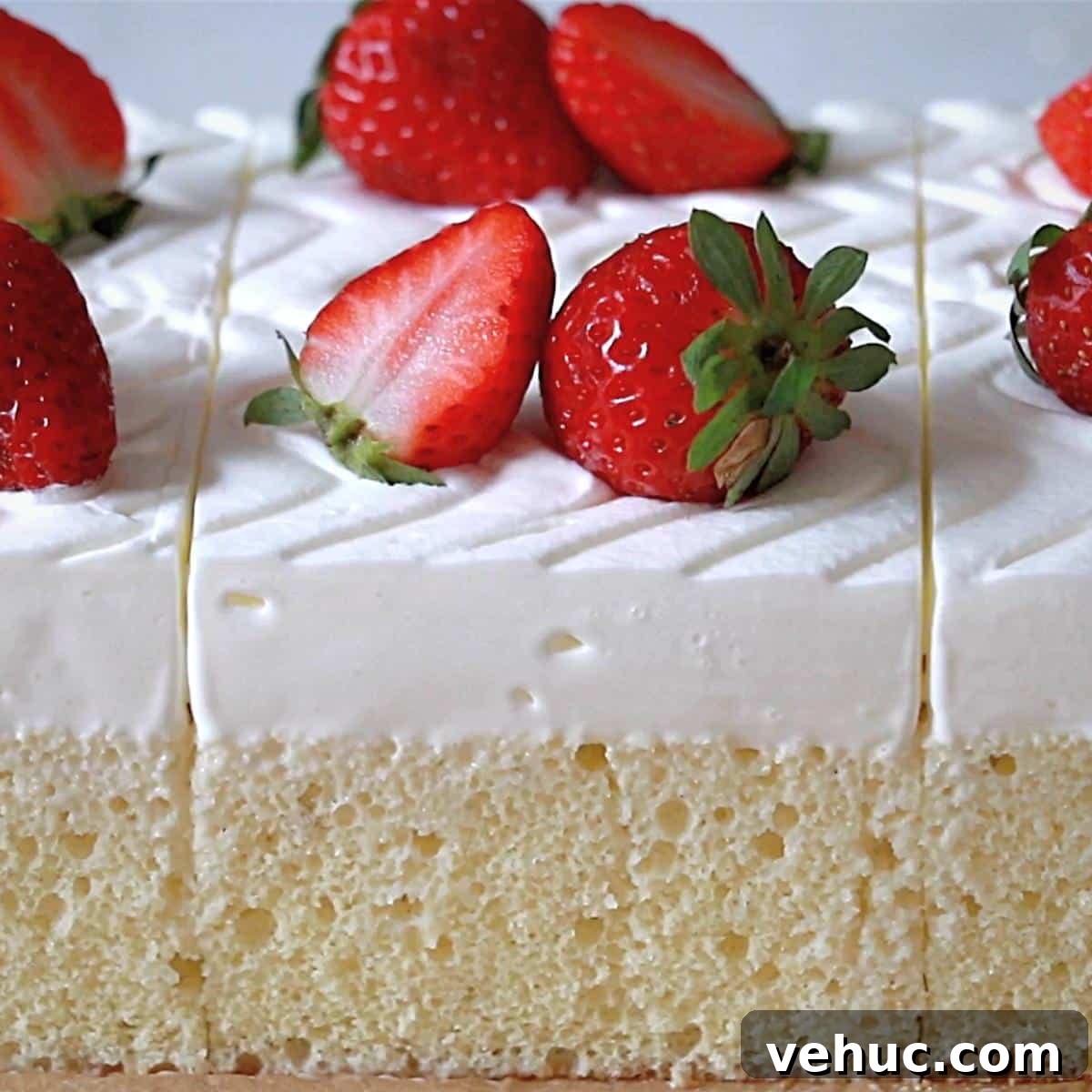 Authentic Tres Leches Cake Recipe: Moist Latin-Style Dessert 5 cut tres leches cake, a view from a side