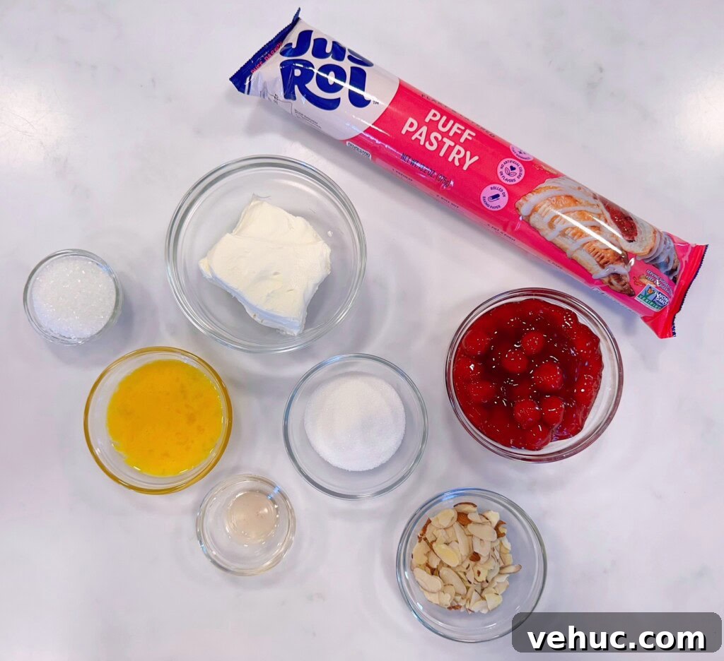 Cherry Cream Cheese Knots: Sweet Stuffed Pastry Bites for Brunch 3 Ingredients for Cherry Cream Cheese Knots.