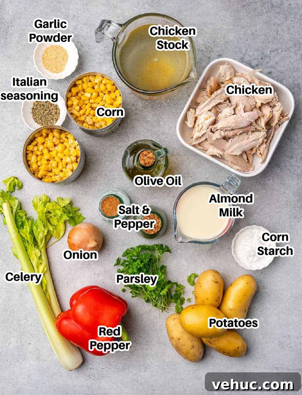 Creamy Chicken and Corn Chowder Recipe for Comforting Meals 4 ingredients to make chicken corn chowder.