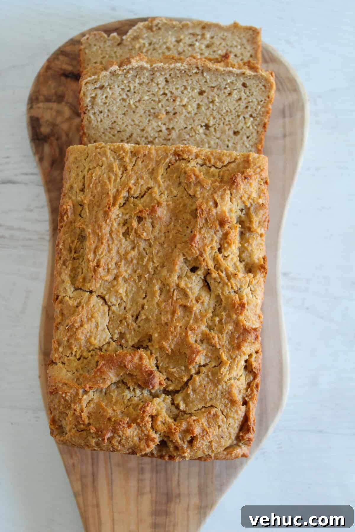 Gluten-Free Oat Bread Recipe with Vegan Option 14 overhead shot of loaf of oat bread
