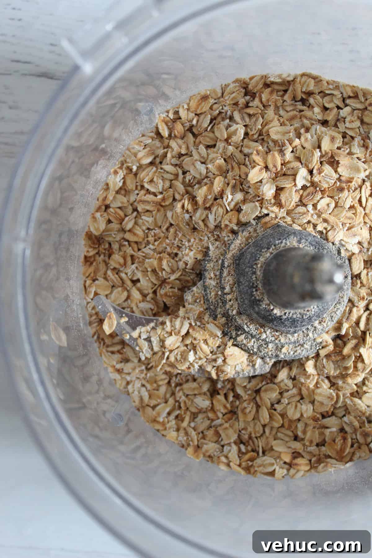 Gluten-Free Oat Bread Recipe with Vegan Option 5 adding toasted oats to a food processor