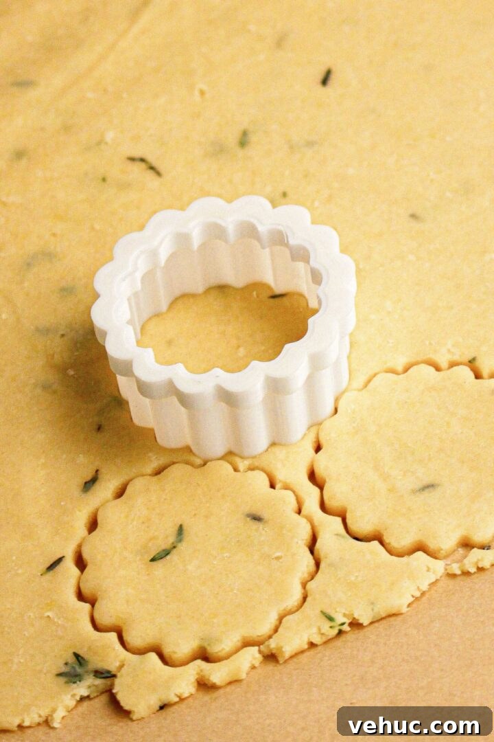 Savory Gluten-Free Parmesan Cookies Recipe 10 Cookie cutter with dough