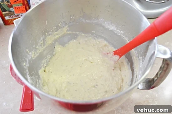 mix the cheese into the batter