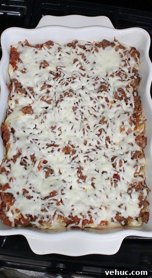 30 Minute Lazy Lasagna is a hearty meal made with ground beef, pasta, speghetti sauce, and some oregano. A 13 x 9" dish full of a hearty, Italian play on traditional lasagna.