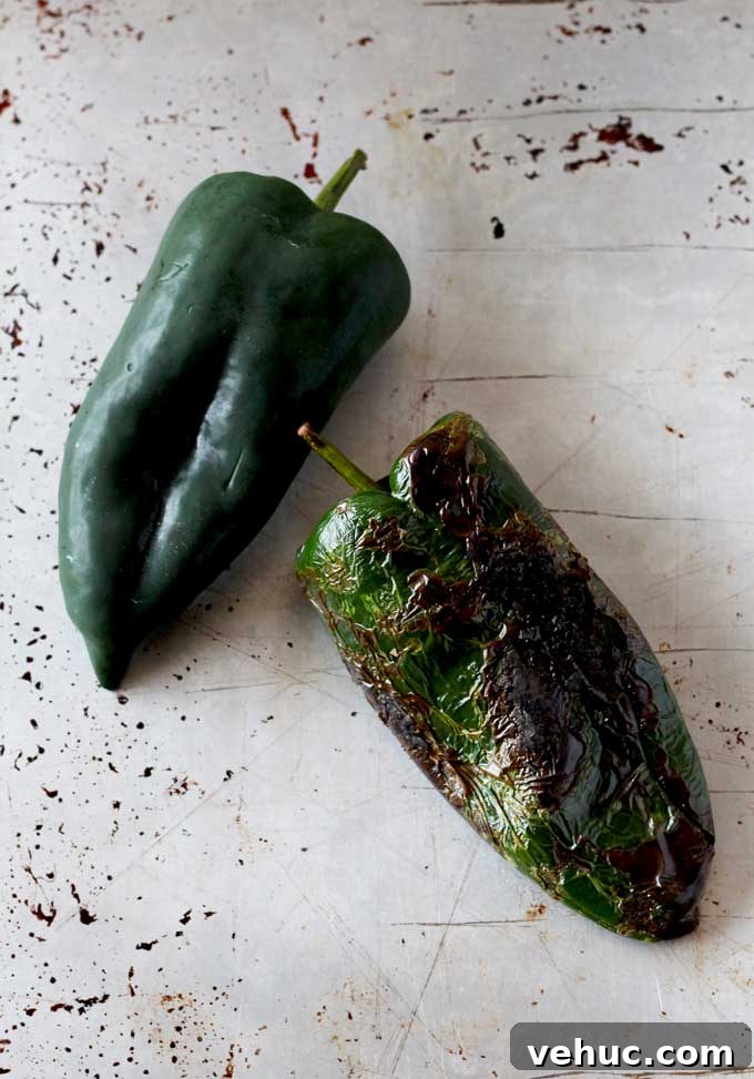 Roasted Poblano and Corn Chowder with Smoky Creaminess 14 Roasting poblano peppers