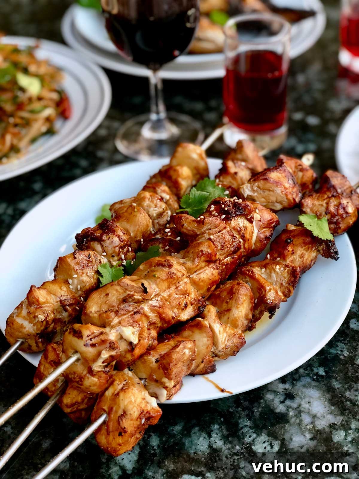Sticky Teriyaki Chicken Skewers with Charred Pineapple 2 Teriyaki chicken skewers