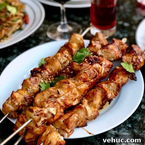 Sticky Teriyaki Chicken Skewers with Charred Pineapple 3 Teriyaki chicken skewers