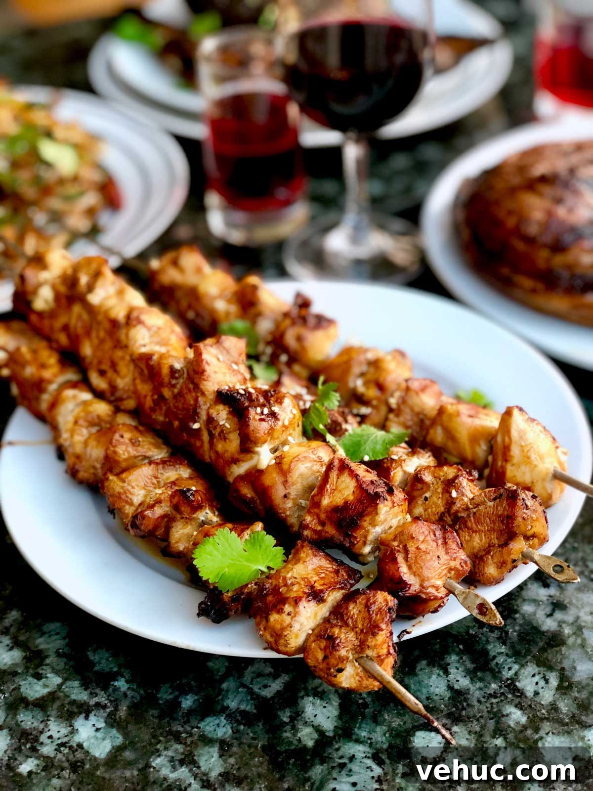 Sticky Teriyaki Chicken Skewers with Charred Pineapple 4 Teriyaki chicken skewers