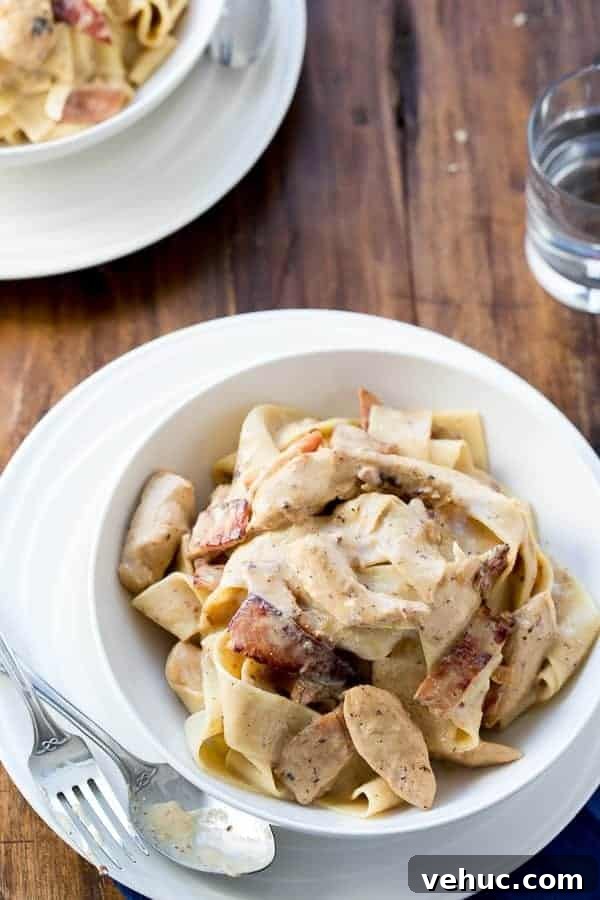 Lighter Chicken Carbonara Recipe for Weeknight Meals 8 Top view image of Lightened Up Chicken Carbonara