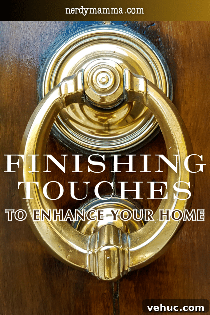 Elegant brass door knocker on a wooden door highlighting decorative hardware as a finishing touch for home design.