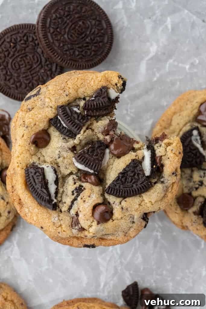Overhead shot of oreo chocolate chip cookies