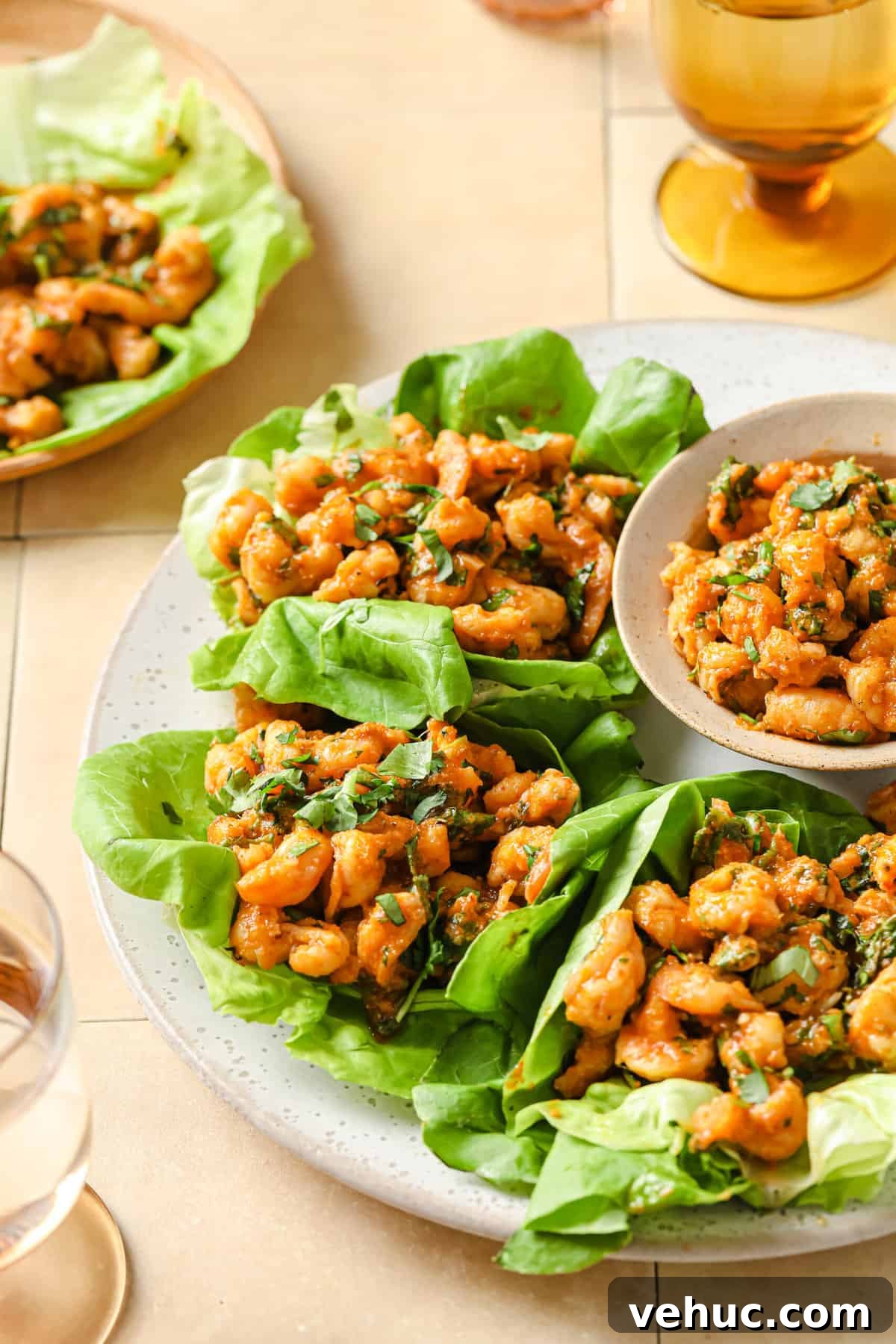 Thai Red Curry Shrimp Lettuce Wraps with Coconut Lime Sauce 2 Thai-Inspired Red Curry Shrimp Lettuce Wraps