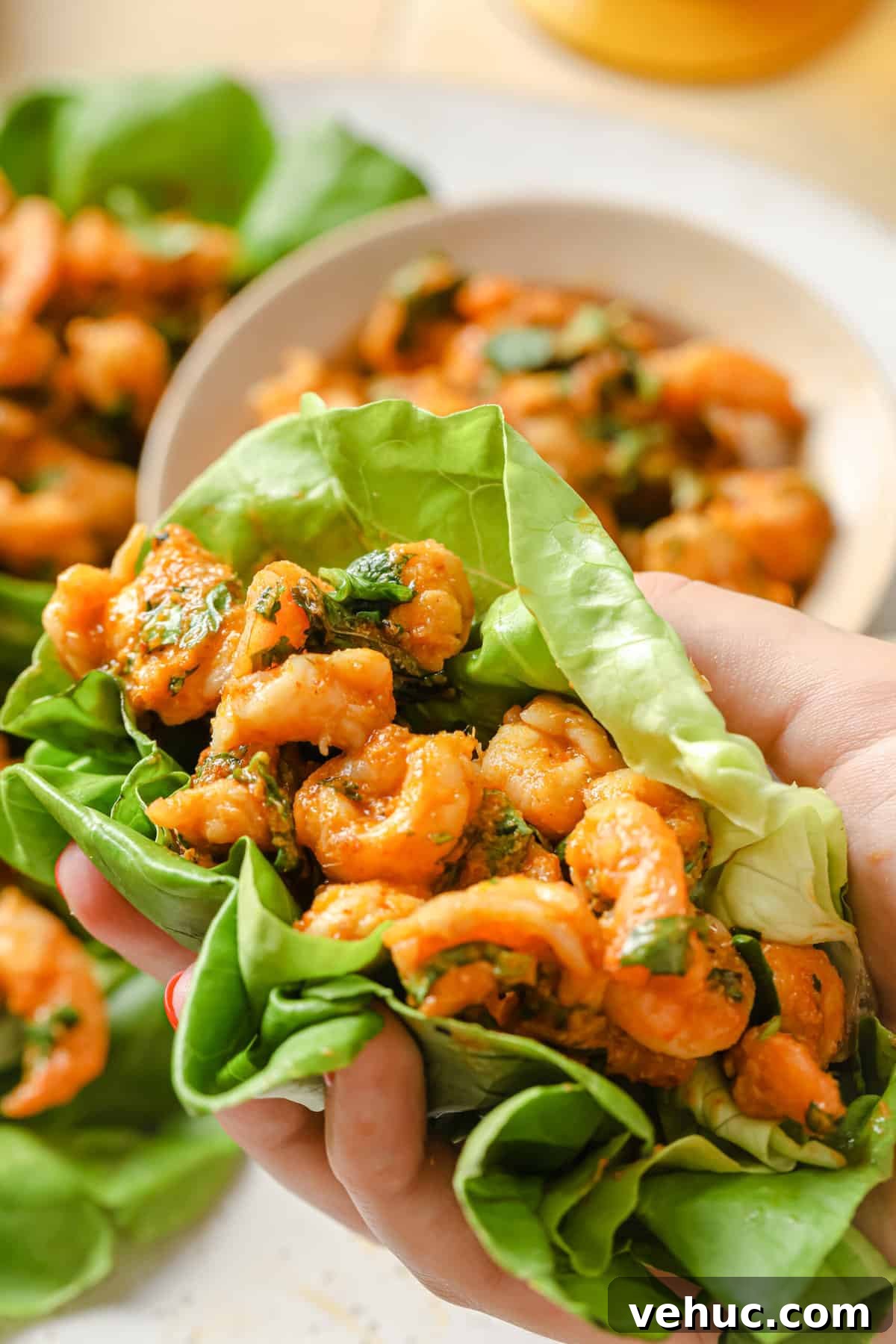 Thai Red Curry Shrimp Lettuce Wraps with Coconut Lime Sauce 3 Thai-Inspired Red Curry Shrimp Lettuce Wraps