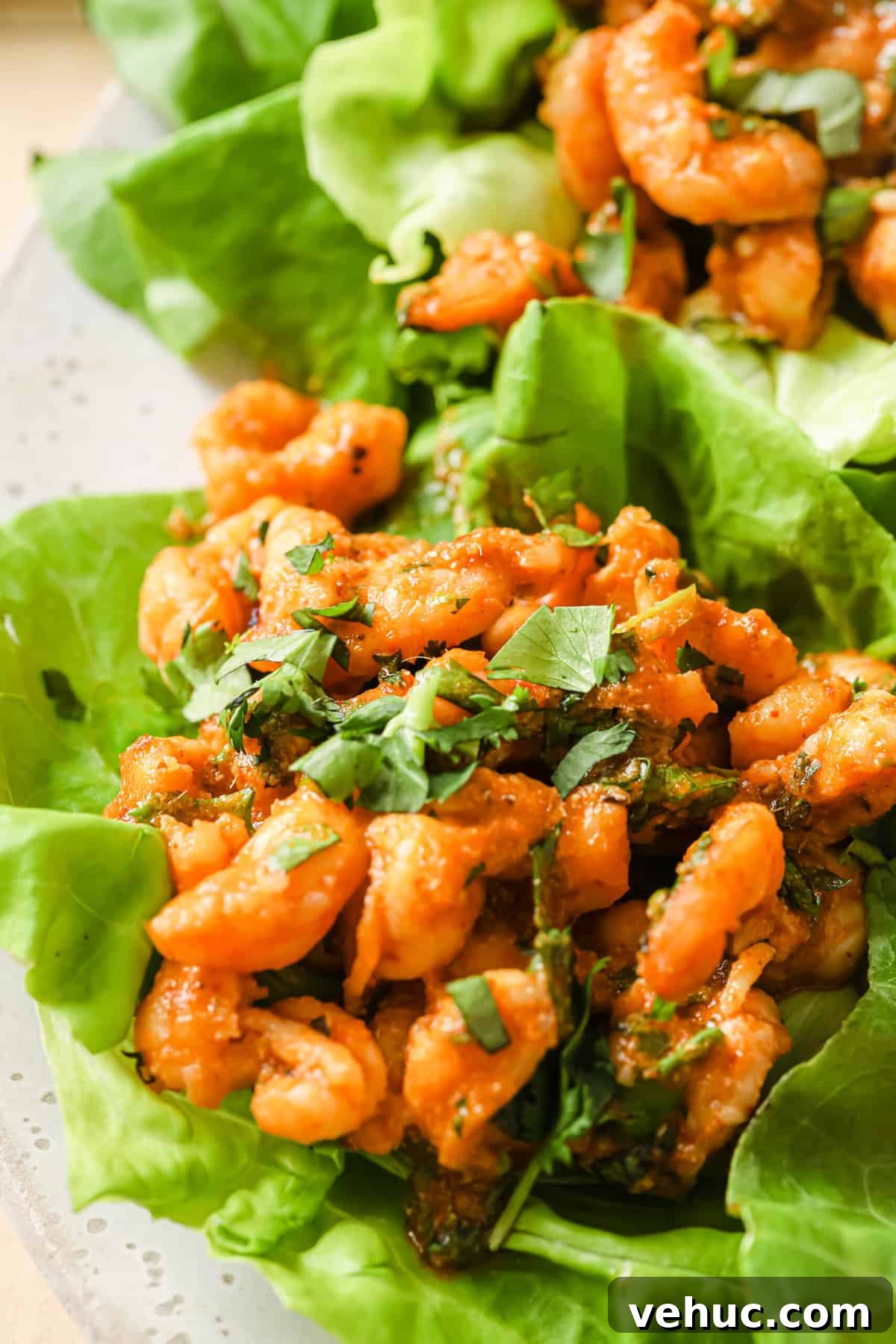 Thai-Inspired Red Curry Shrimp Lettuce Wraps