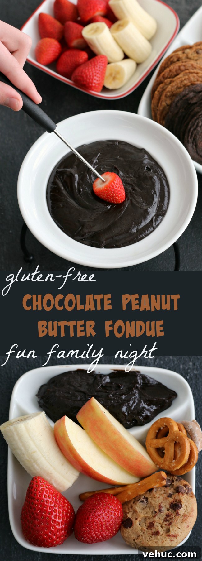 Gluten-Free Chocolate Peanut Butter Fondue Recipe for Dipping 8 Gluten-free Chocolate Peanut Butter Fondue - Fun Family Night recipe for dessert
