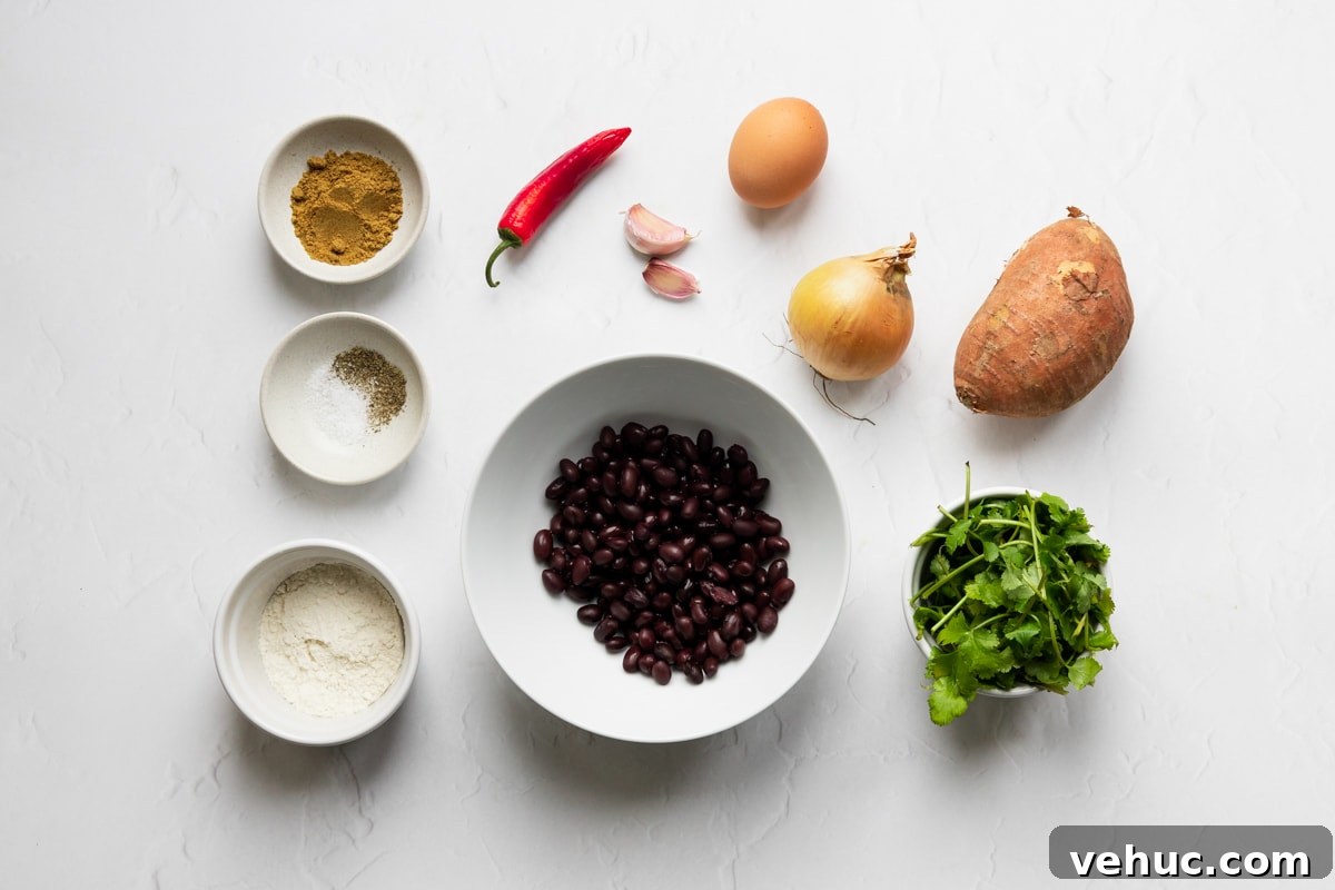 Sweet Potato & Black Bean Patties Recipe for Crispy Veggie Burgers 3 Ingredients for sweet potato and black bean patties