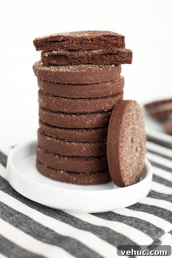 Mexican Chocolate Shortbread Cookies stack of Mexican Chocolate Shortbread Cookies