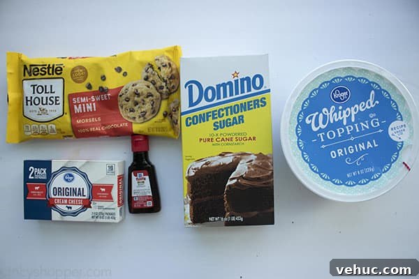 Ingredients to make Mint Chocolate Chip Dip