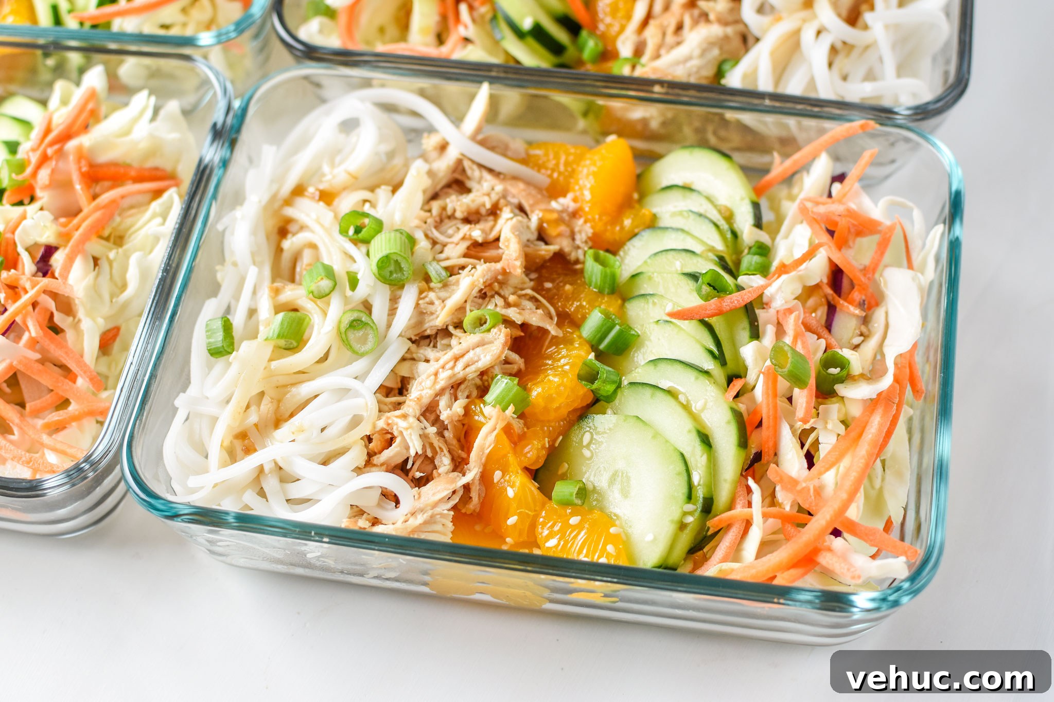 Sesame Chicken Cold Rice Noodle Salad for Meal Prep Lunches 5 Sesame Chicken Cold Rice Noodle Salad Lunches perfect for meal prep