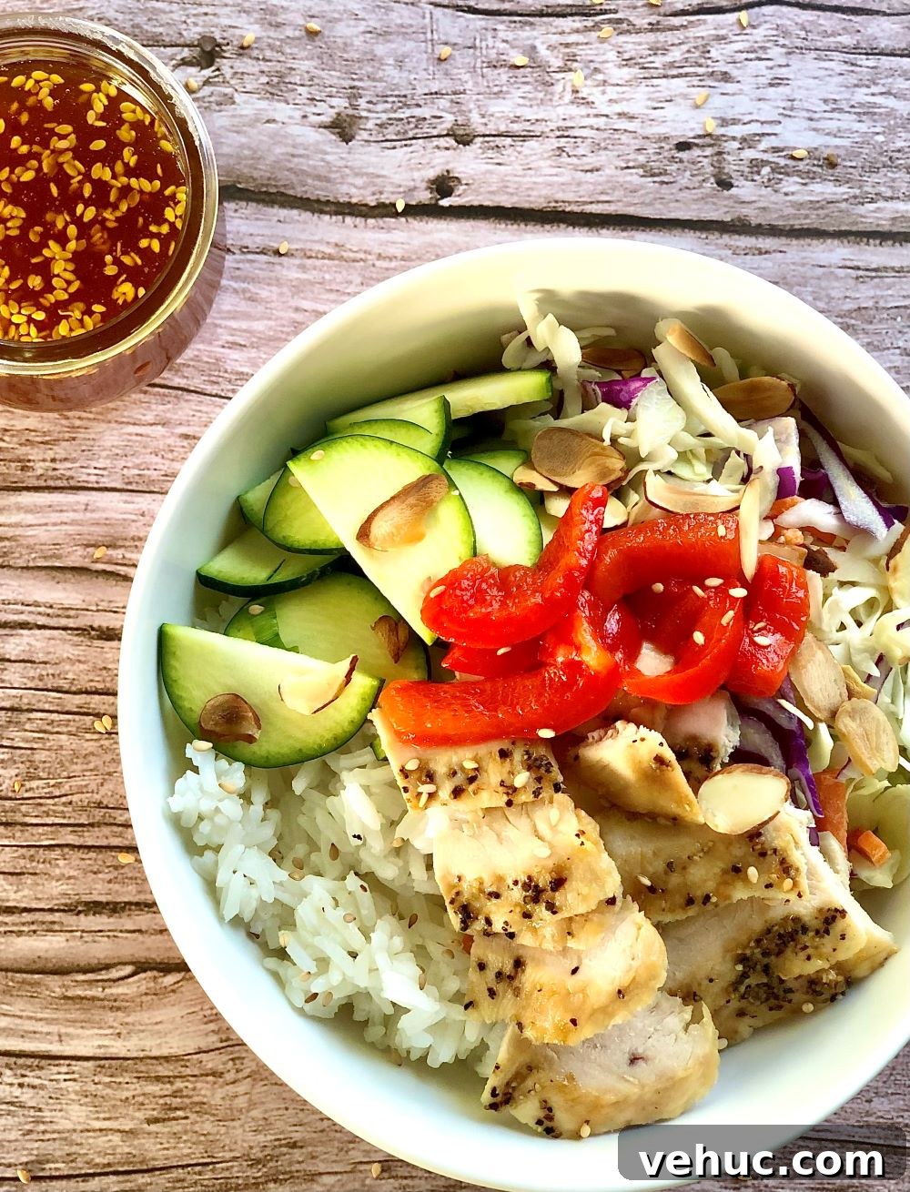 Asian Chicken Bowl with the Best Sesame Dressing